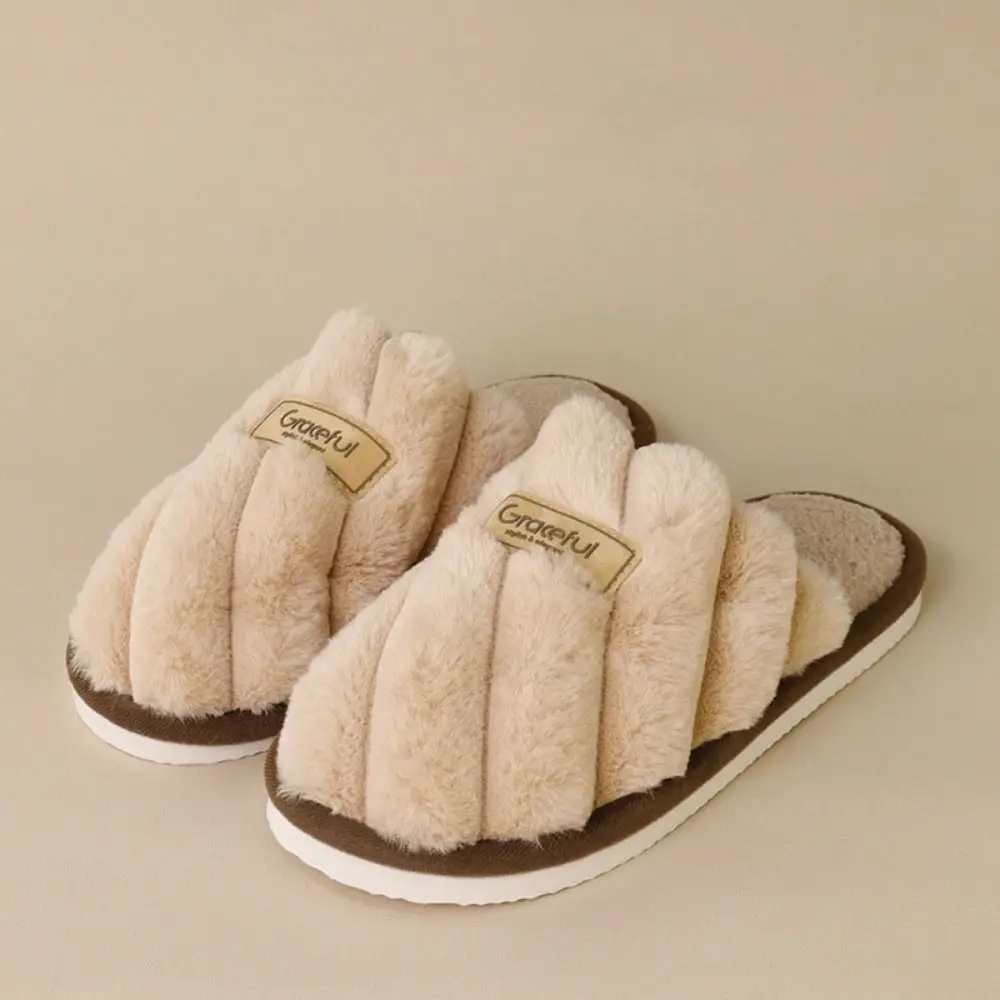 موضة شريط نعال قماش عدم الانزلاق رشاقته الدافئة لينة النعال المنزل ملابس منزلية غير رسمية أحذية الصوف النعال داخلي #4