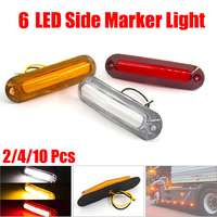 2/4/10 Pcs 12V 24V 6LED Warning Rear Tail Light LED Side Marker Light External Indicator Lamp For Truck Trailer Van Pickup Bus