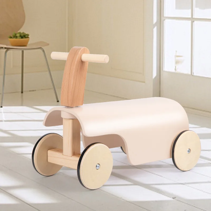 Early Childhood Education Wooden Walker Scooter Learn To Walk Walker Educational Toy Four-wheel Balance Car