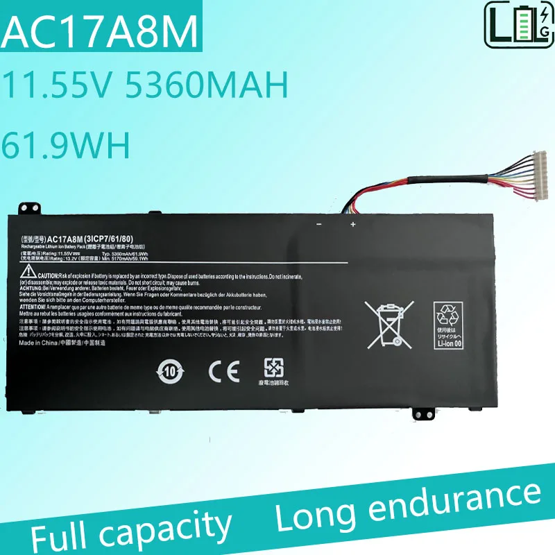 New AC17A8M laptop Battery For Acer Spin 3 SP314-52 Series For TravelMate X40-51 X30-51 X3410 Series 11.55V 5360MAH 61.9WH