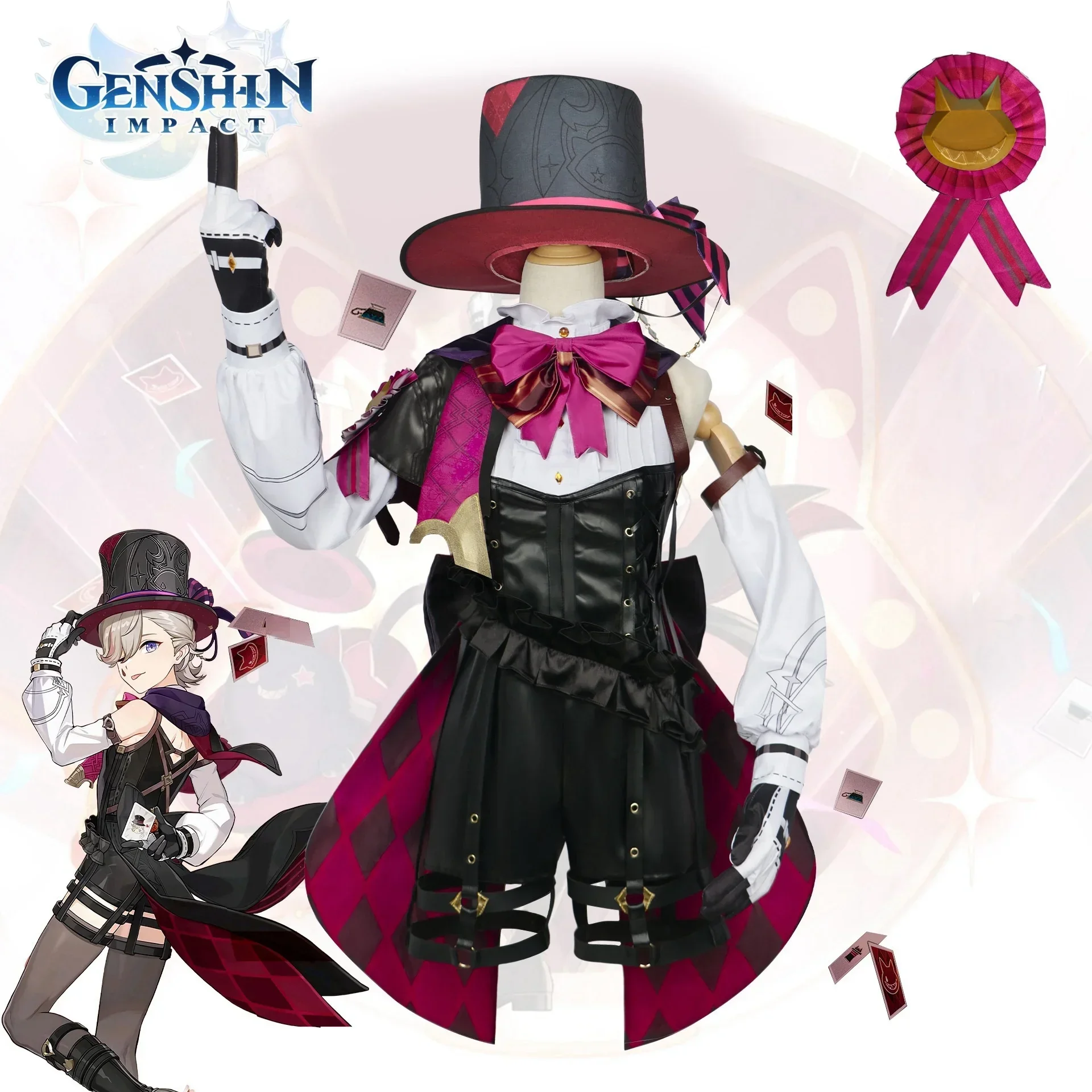 

Lyney Cosplay Costumes Game Genshin Impact Magician Set Leather Uniform Halloween Costumes for Women Genshin Cosplay