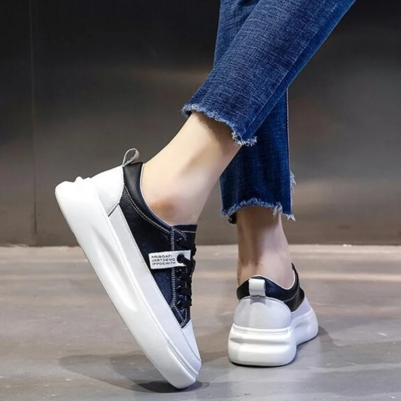 High Quality Platform Women Sneakers Autumn Leather White Sneaker Female Vulcanized Shoes Spring Casual Breathable Sports Shoe