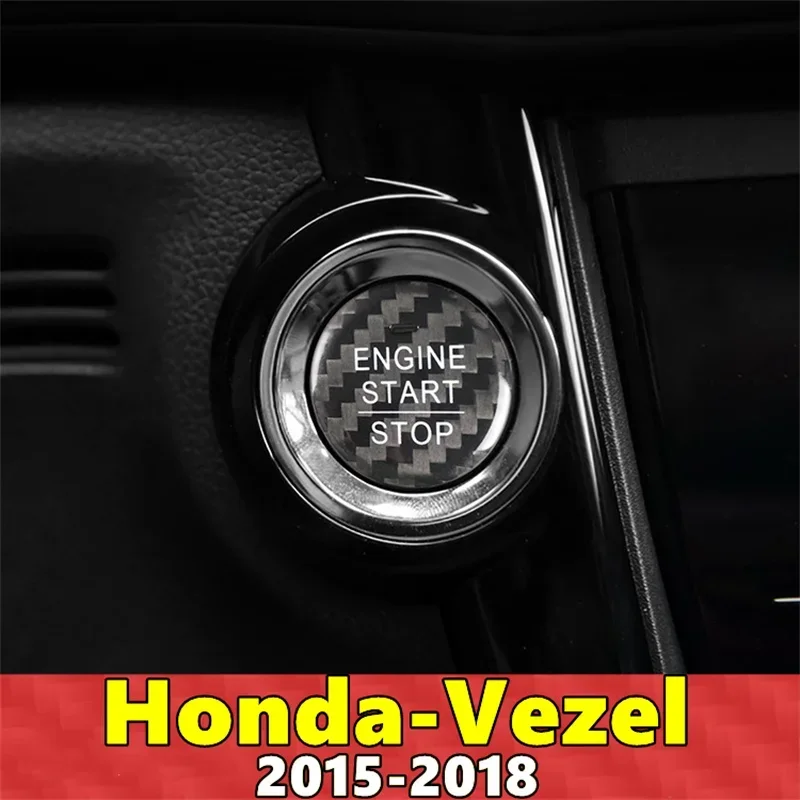 For Honda Vezel Car Engine Start Stop Button Cover Real Carbon Fiber Sticker 2015 2016 2017 2018