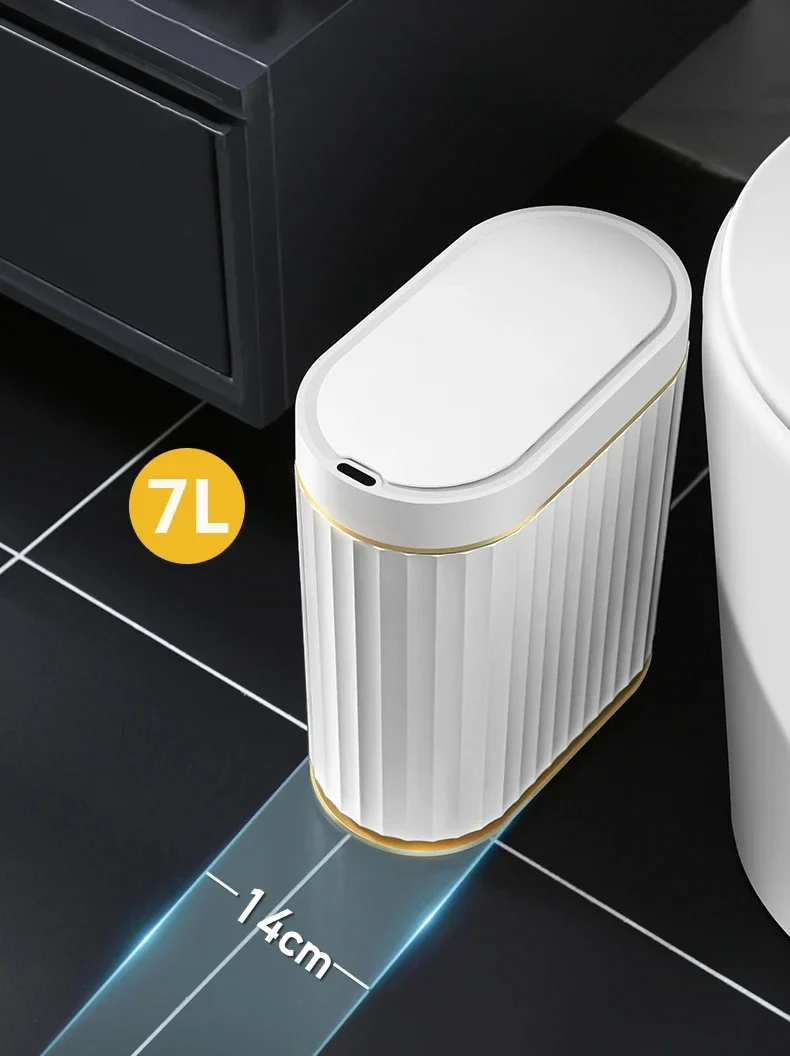 5/7L Smart Sensor Trash Can For Kitchen Garbage Tin For Bathroom Light Luxury Electric Family Living Room Cracks Garbage Can