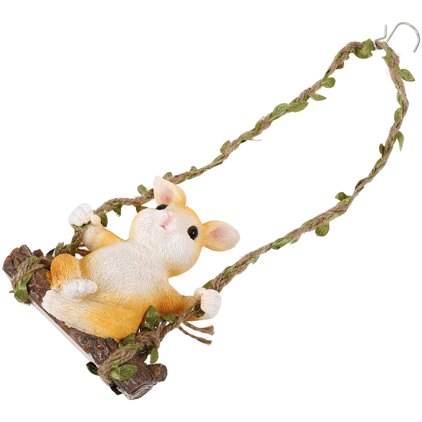 

Rabbit Swing Decor Resin Small Ornaments Rope Garden Adornment Yard Scene Tree Hanging Crafts Statue Outdoor Space Toy