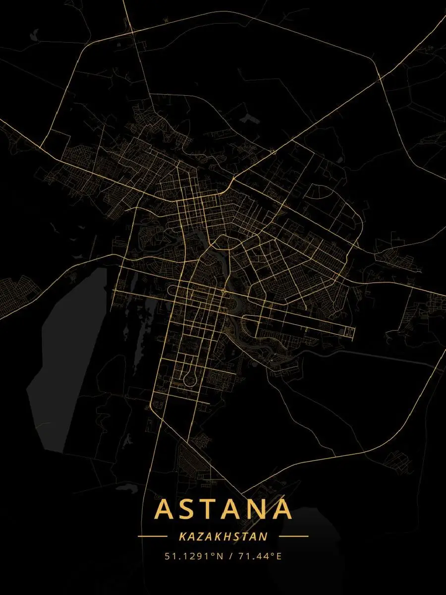 Astana Kazakhstan Travel Map Poster  Nature  Travel Collection Artistic Wall Decor Prints for Home Decoration