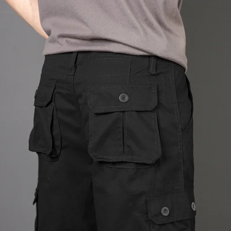 2025 New Summer Men Trend Cargo Shorts Men's Pocket Shorts Fashion Casual Straight Shorts Male Hombre