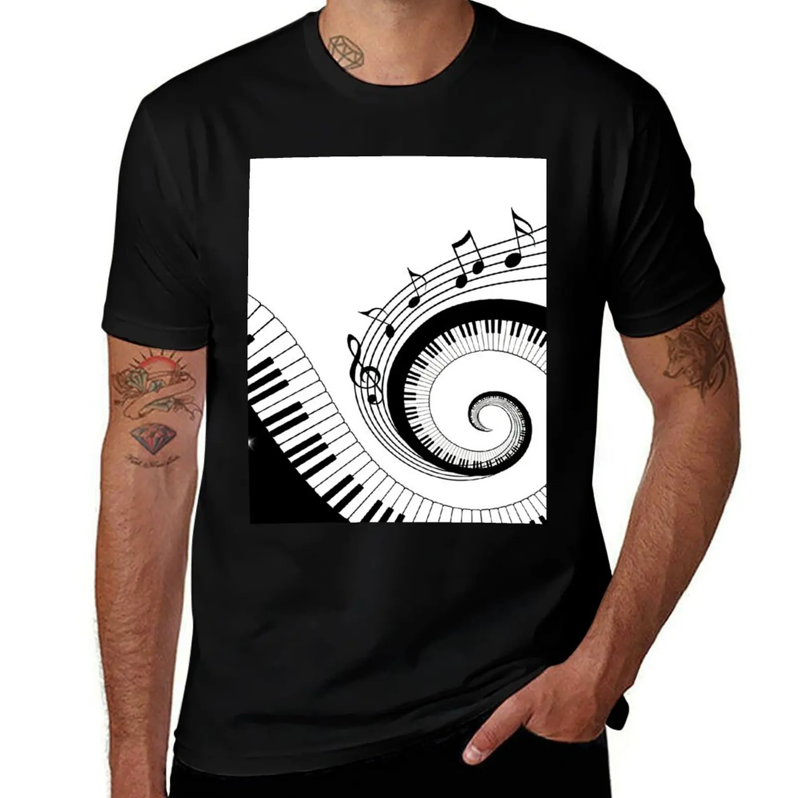 

Piano keys spiral T-Shirt man t shirt graphic t shirt man plain t shirts with prints T-Shirt
