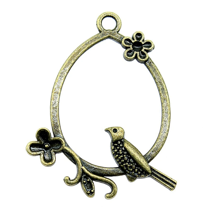 

100 шт./лот, фурнитура для украшений своими руками: соединители для серег, браслетов, бусины-подвески из сплава с цветами и птицами