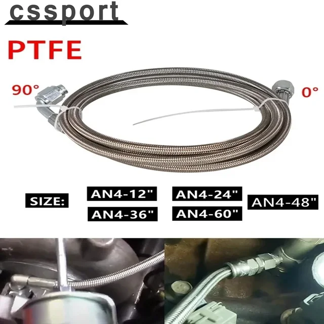Uniwersalny zestaw przewodu zasilającego oleju turbinowego 12" 24" 36" 48" 60" AN4 90 stopni x prosta rura PTFE Zestaw przewodu zasilającego oleju turbinowego Łatwy w montażu