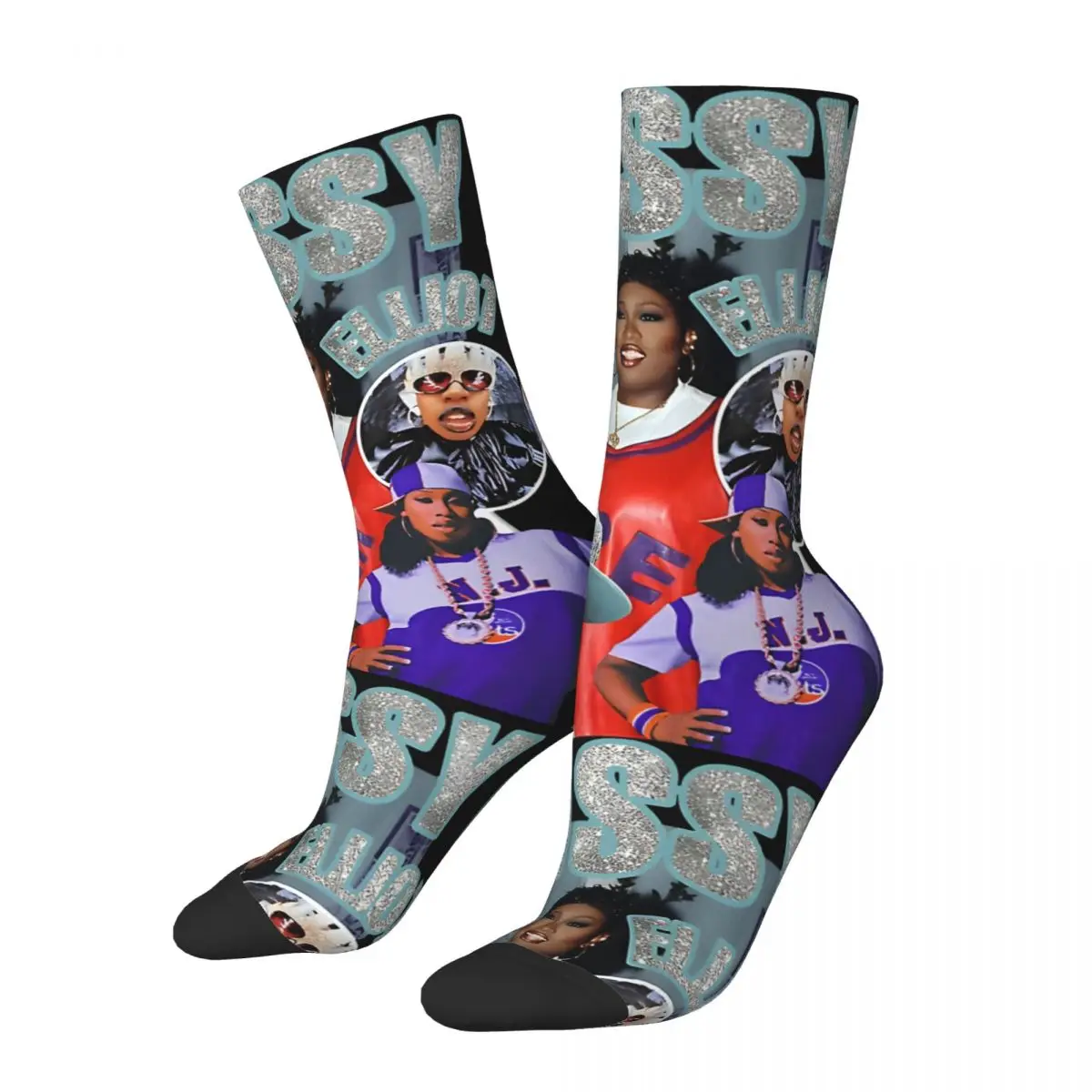 

Happy Funny Fans Men's Socks Retro Harajuku M-Missy Elliott Street Style Novelty Seamless Crew Crazy Sock Gift Printed