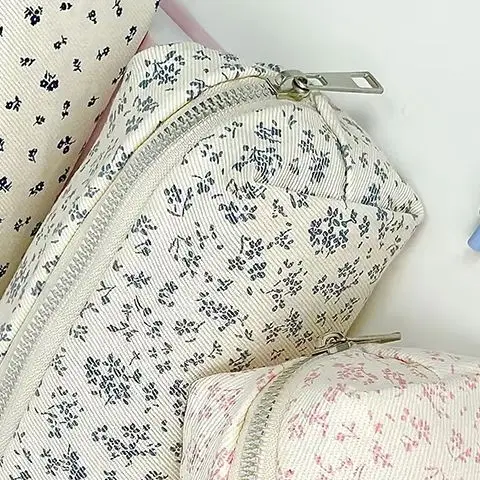 Kotak Pensil Kapasitas Besar Organizer Alat Tulis Multifungsi Tas Pena Cetak Bunga Kartun Tas Alat Tulis Siswa Grils