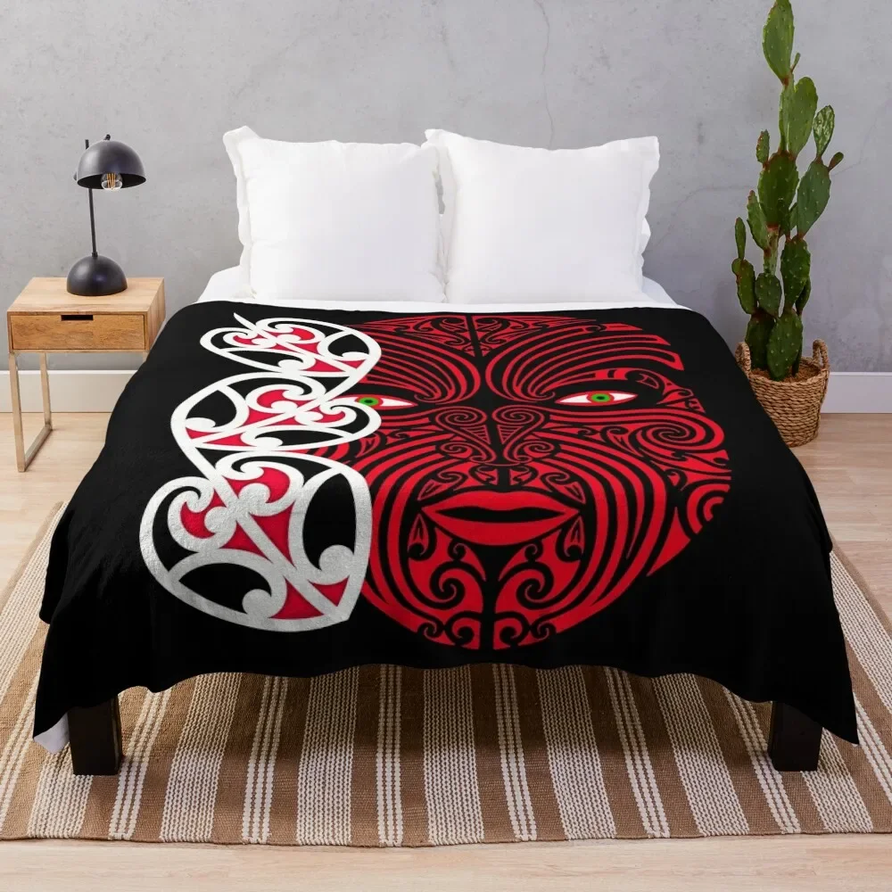 Maori face Throw Blanket Flannel Designers Blankets