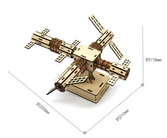 physical experiment Space station stem science toy hand-assembled material package wooden science model music box Christmas gift