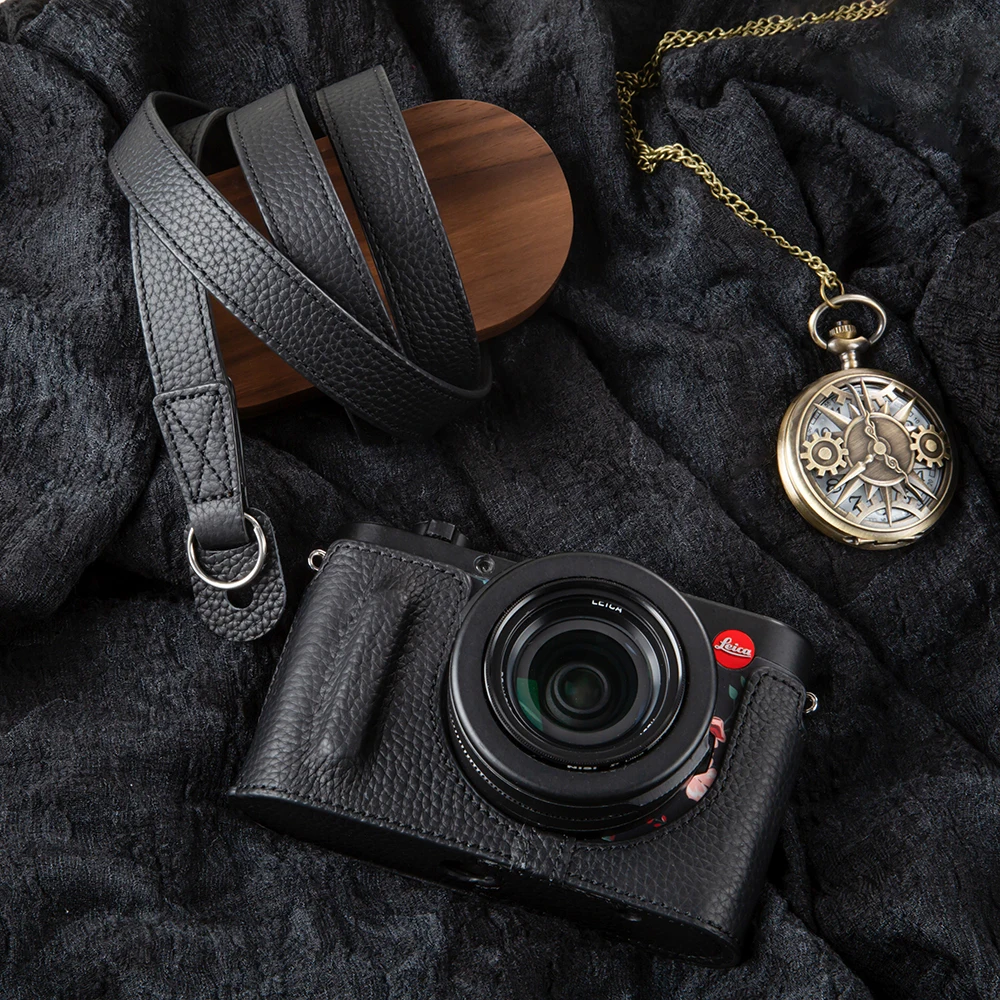 Bolso de cuero hecho a mano para cámara Leica d-lux 8, funda para cámara, funda de media cubierta de cuero auténtico