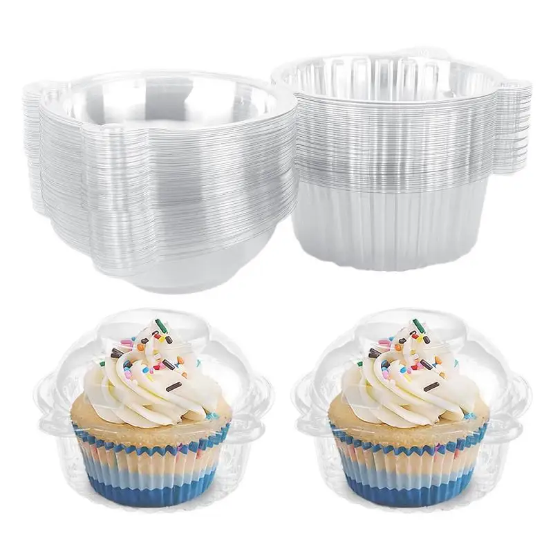 Individual Cupcake Holders 20pcs Stackable Deep Dome Cupcake Carrier Single Cupcake Containers With Connected Airtight Dome Lid