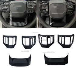 For Toyota Land Cruiser 250 Prado LC250 2024 2025 ABS Carbon Fiber Steering Wheel Panel Switch Lip Cover Trims Decals Sticker