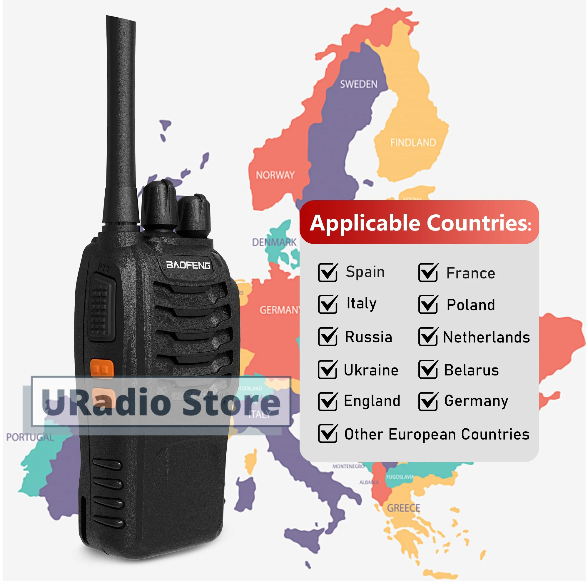 2/4PCS Baofeng BF-88E PMR446 Walkie Talkie 446MHz 1500mAh 16 Channel Long Range For European Country Flashlight Upgraded BF-888S