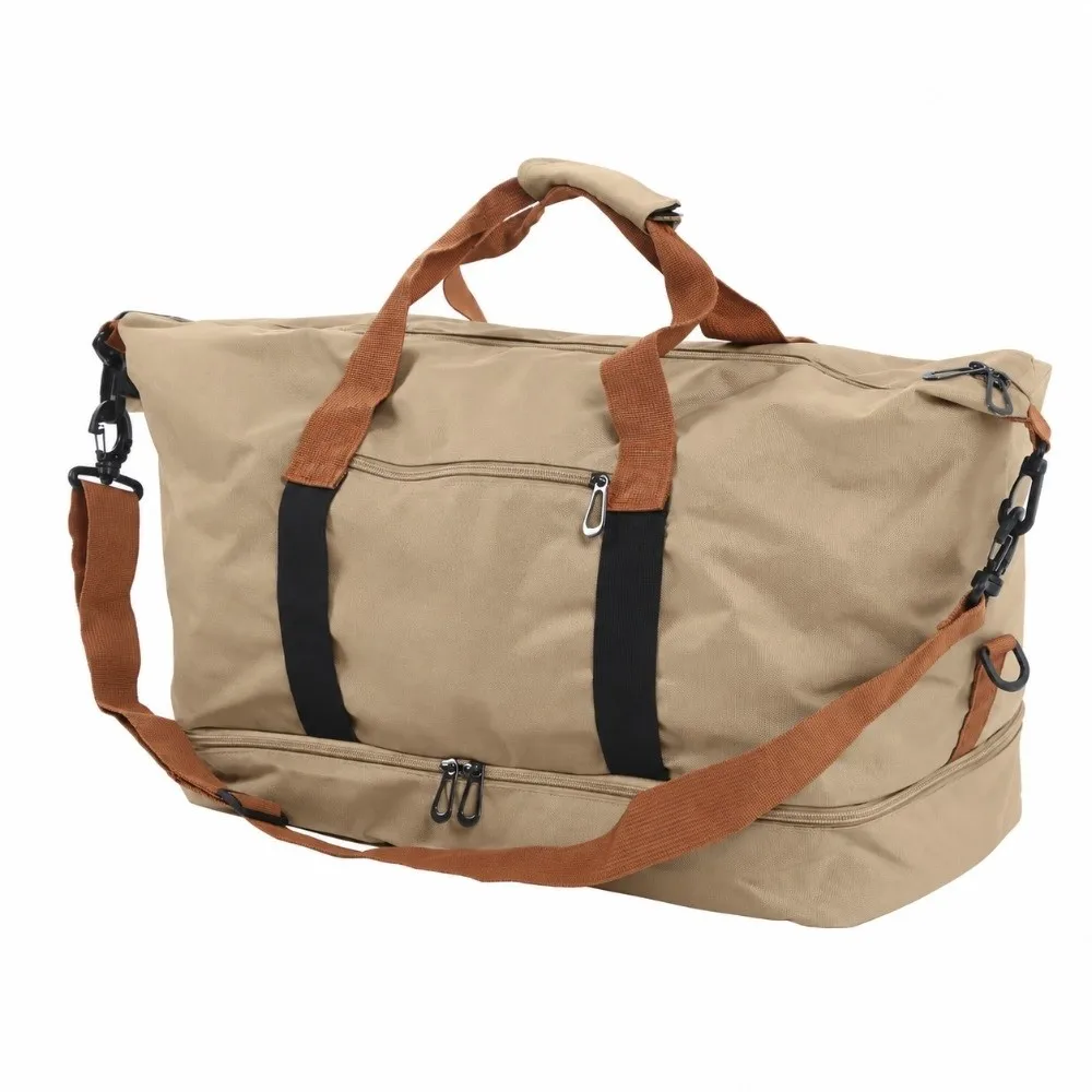 Portable Dry Wet Separated Travel Duffel Bag Oxford Cloth Adjustable Strap Gym Case Personal Item Pouch Workout