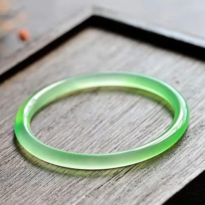 

Fruit Green Round Bar Thin Bracelet Natural Agate Fresh Fashion Bracelet