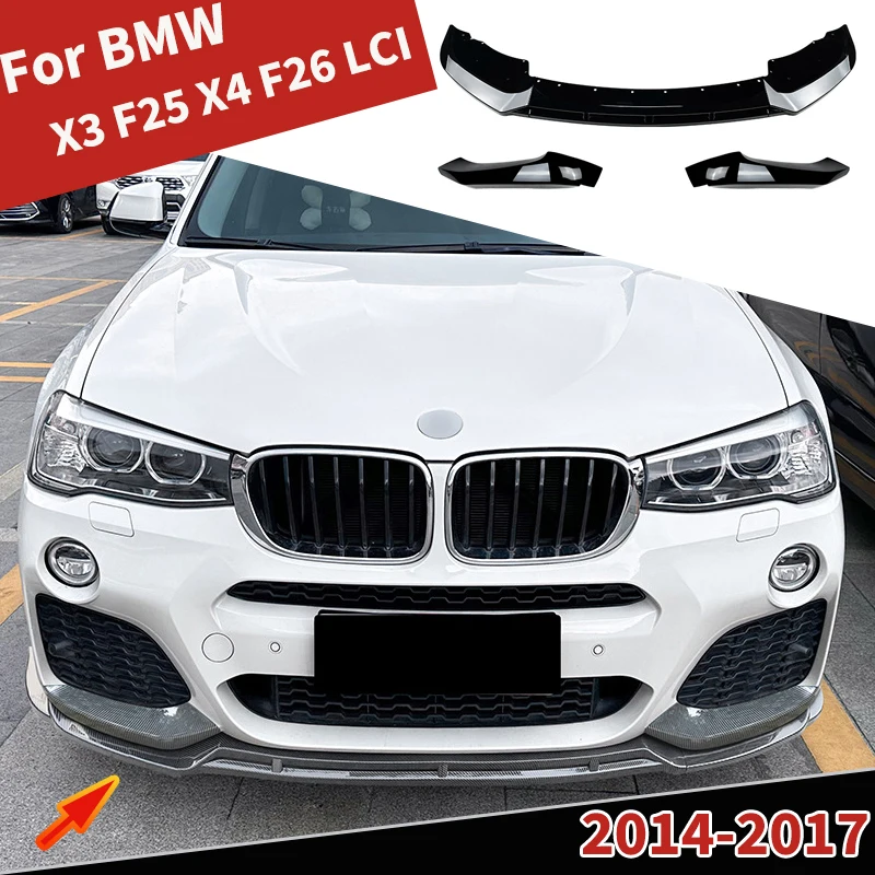 

Для BMW X3 F25 X4 F26 LCI M Sport 2014-2017 Разделитель переднего бампера Диффузор для губ Нижняя защитная плата Комплекты защиты углов