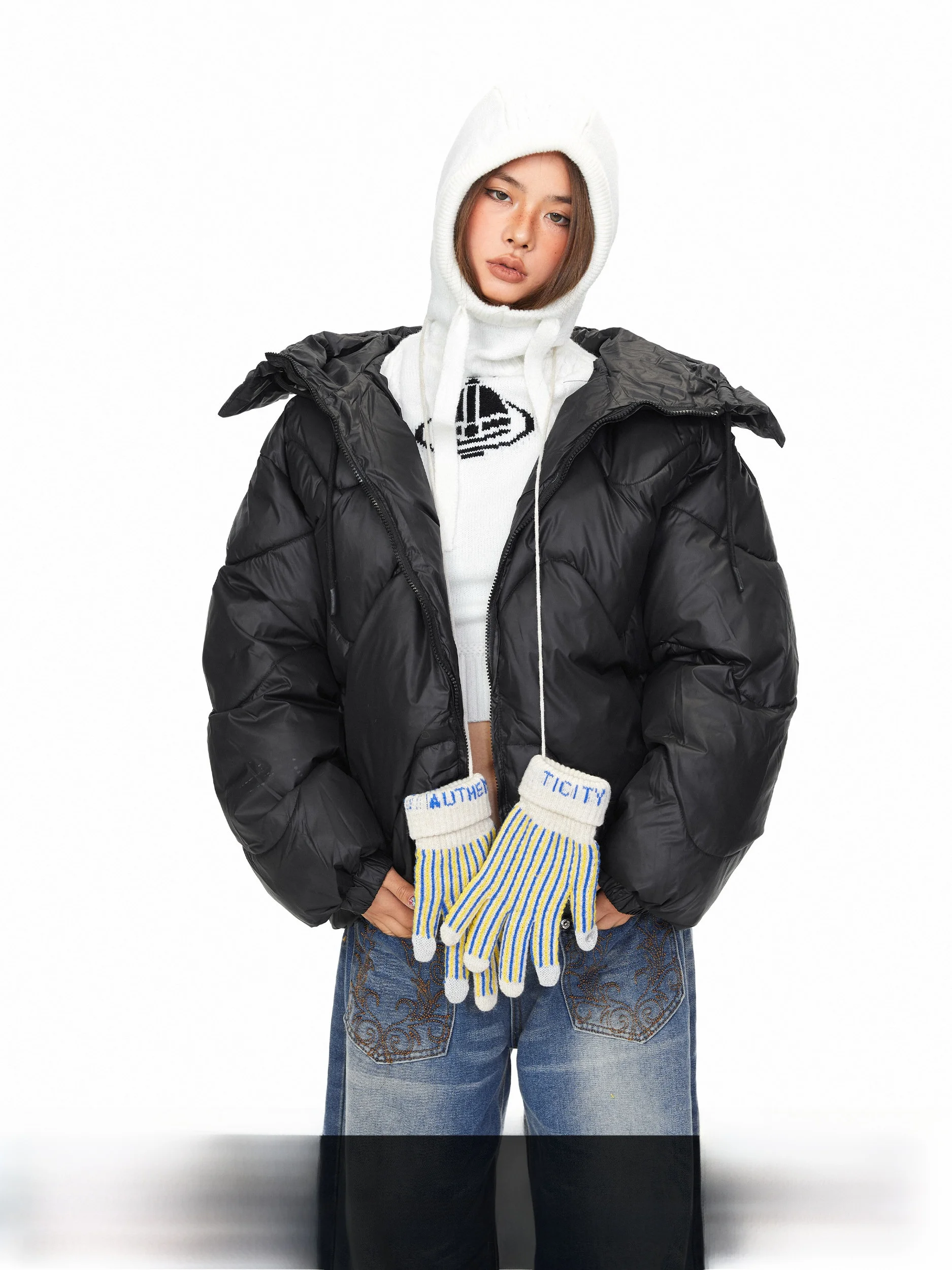 

Женская повседневная теплая куртка Blabb Wave с капюшоном на молнии, утепленная хлопком, свободного кроя, с наполнителем из полиэстера, модный американский бренд