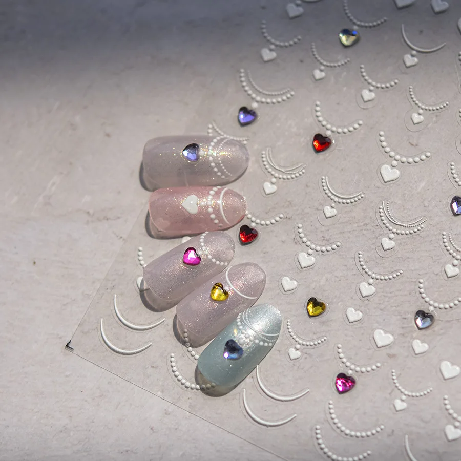 

1 piece of 5D new hot stamping nail stickers love necklace design high quality crystal diamond glue nail art decoration stickers