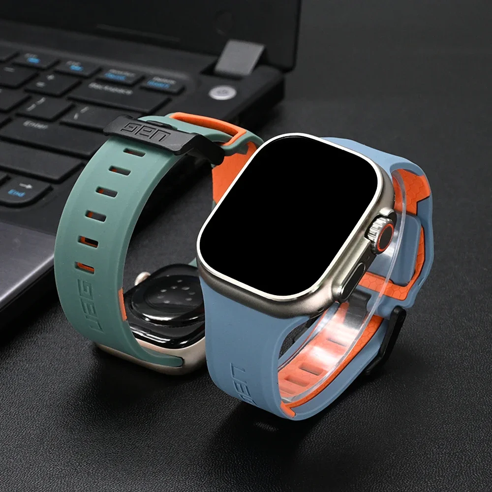 Sports Silicone Strap For Apple Watch Ultra 2 1 49mm 45mm 44mm 42mm Band For iWatch Series 9 8 7 41mm 6 5 4 SE 38 40mm Bracelet