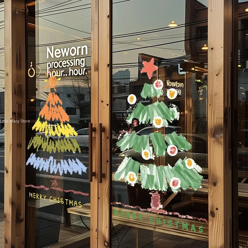 Christmas Glass Electrostatic Sticker Christmas Tree Design Stereoscopic Design Shopping Mall Window Display Scene Decoration