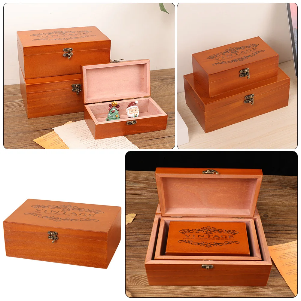 

Деревянный органайзер для ювелирных изделий, винтажный деревянный контейнер большой емкости для хранения колец, серег, ожерелий, поделок