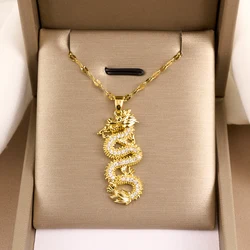 Exquisite and Fashionable Micro-embellished Dragon and Beast Necklace, Classic and Charming Stainless Steel Versatile Clavicle C