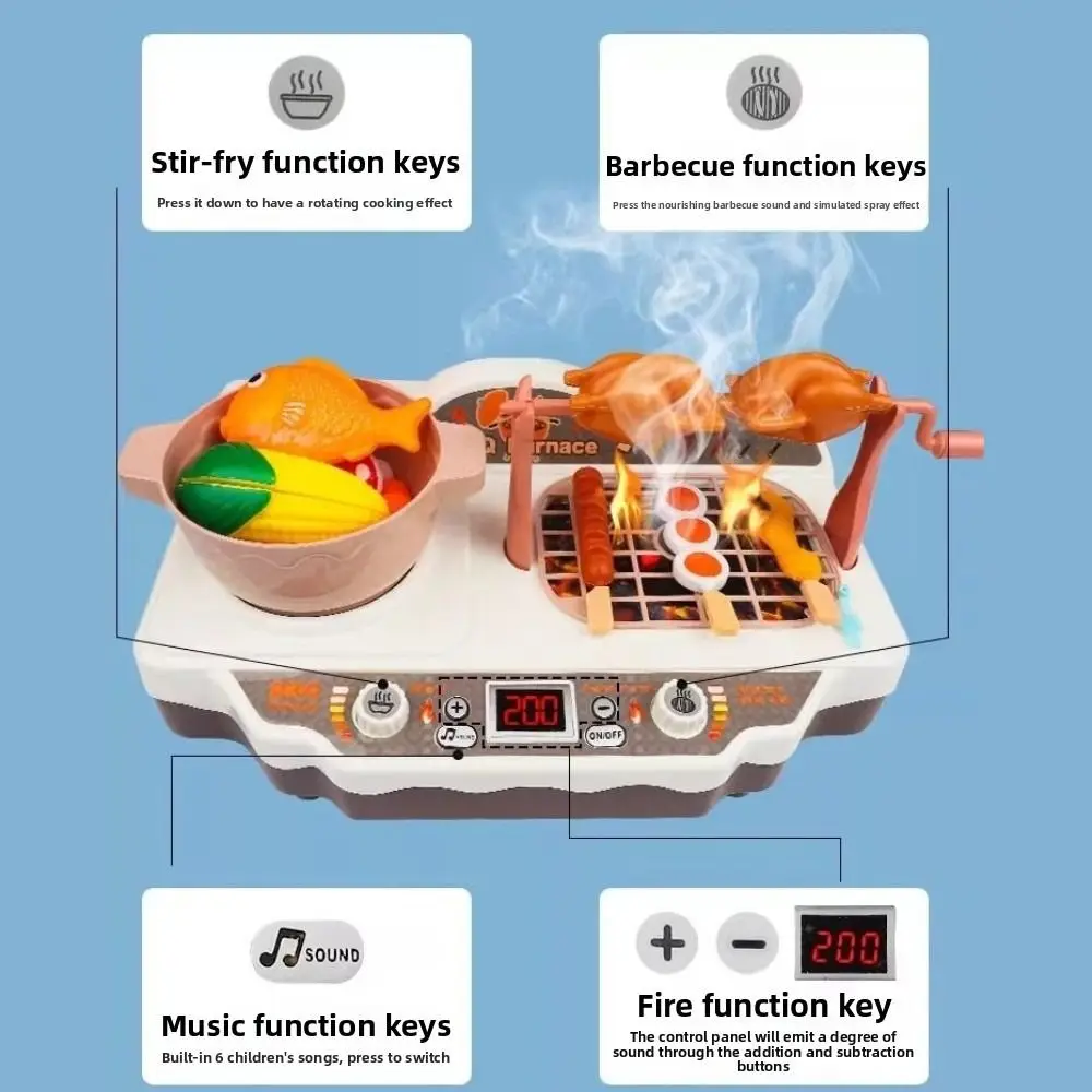 Jouets de cuisine pour enfants 36 en 1, effet de pulvérisation avec son et lumière, jouets de cuisine, cuisinière à gaz, Cosplay, imitation de cuisine, jouets de jeu