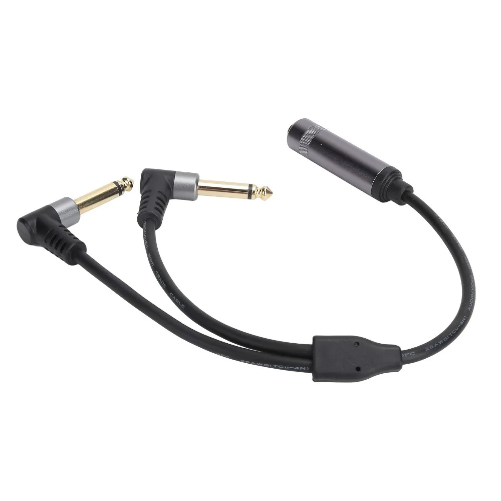 6.35mm Connector 6.35mm Female to Dual Male 30cm Length 1/4in Stereo to Dual 6.35mm Mono Audio Splitter Converter Cable
