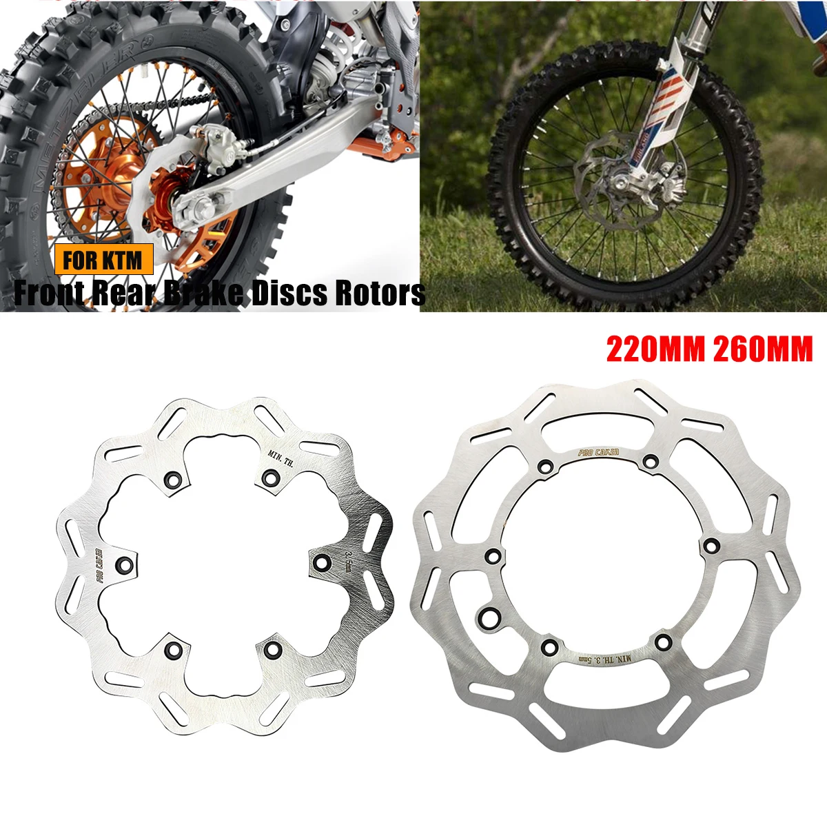 

Motocross 260mm 220mm Front Rear Brake Discs Rotors For KTM EXC EXCF SX SXF XC XCW XCF TPi Six Days 125 200 250 300 350 400 450