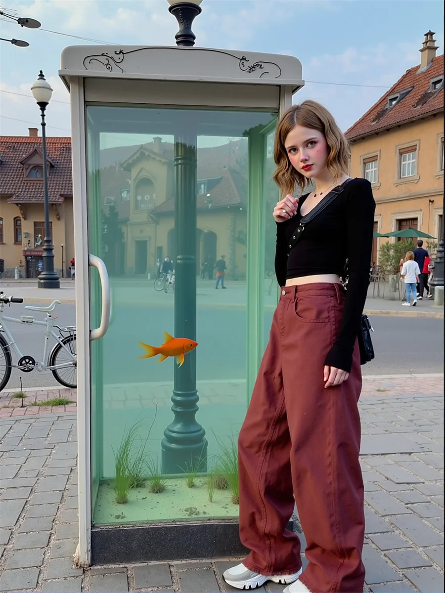 Floor Wide Leg Red High Waist Jeans Cloth For Woman Denim Pants Summer Women Spring Printed Straight-Fit Dancing Festival Casual