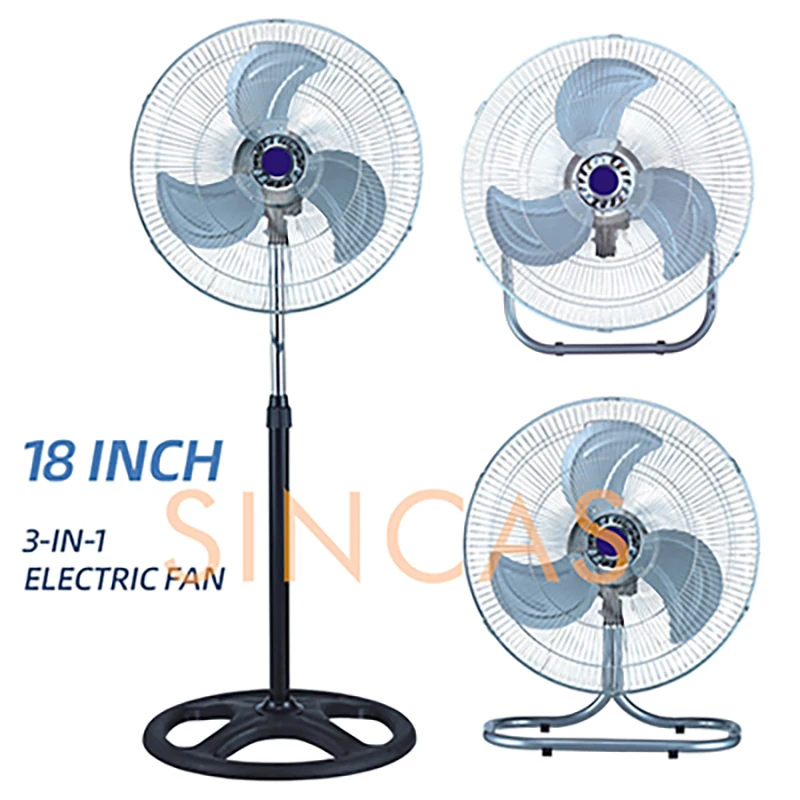 가정용 18 인치 바닥 팬 수직 진동 무음 팬 고전력 산업용 전기 팬 결합 된 세 가지 기능 팬