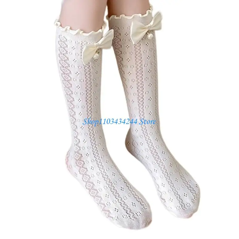 

1 пара длинных носков на трубках для маленьких девочек, летние тонкие носки длиной до икры, детские носки, штабелируемые носки с