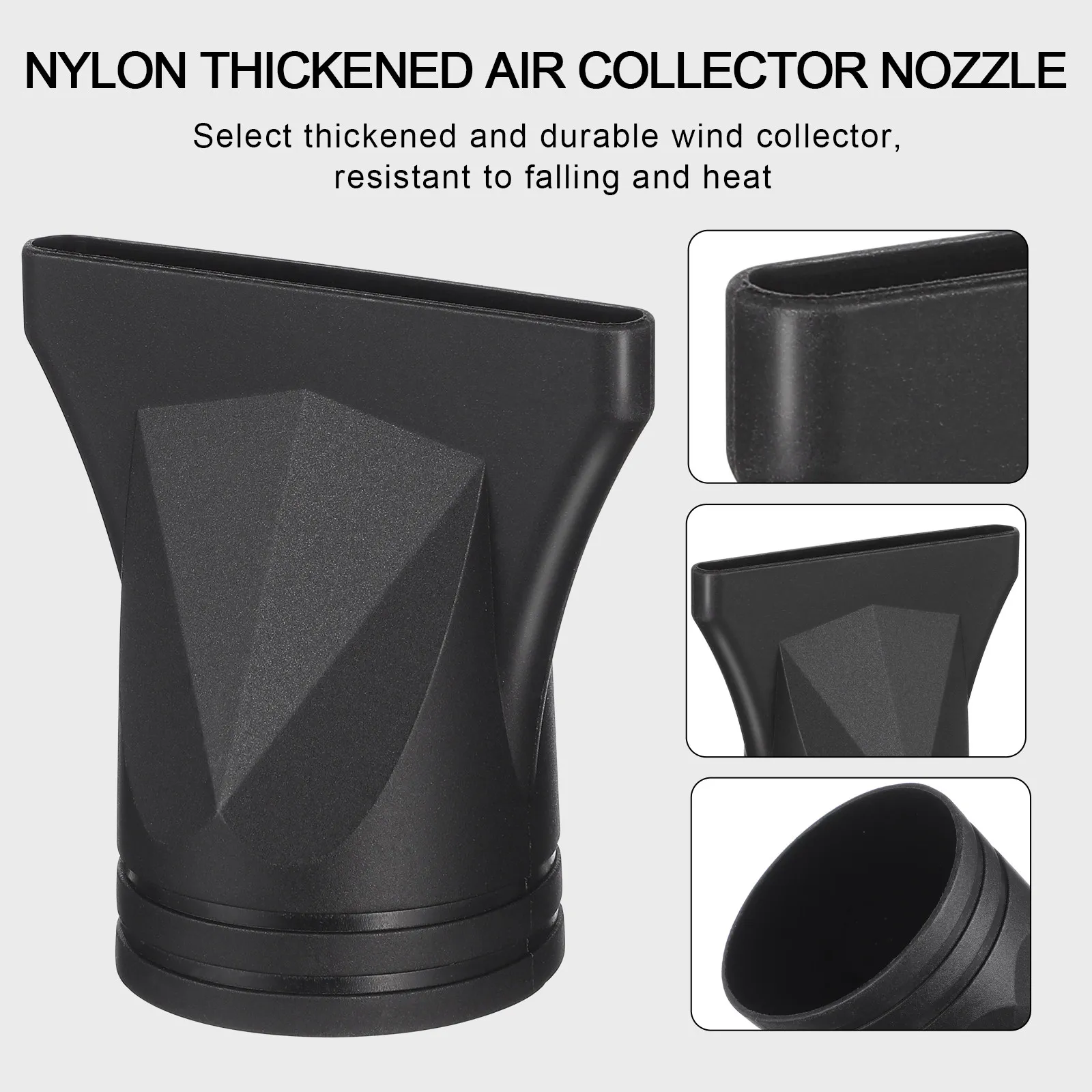 2Pcs Black Hair Dryer Nozzle Professional Diffuser Attachment for Styling Straight Curly Hair Reduces Heat Damage Shine