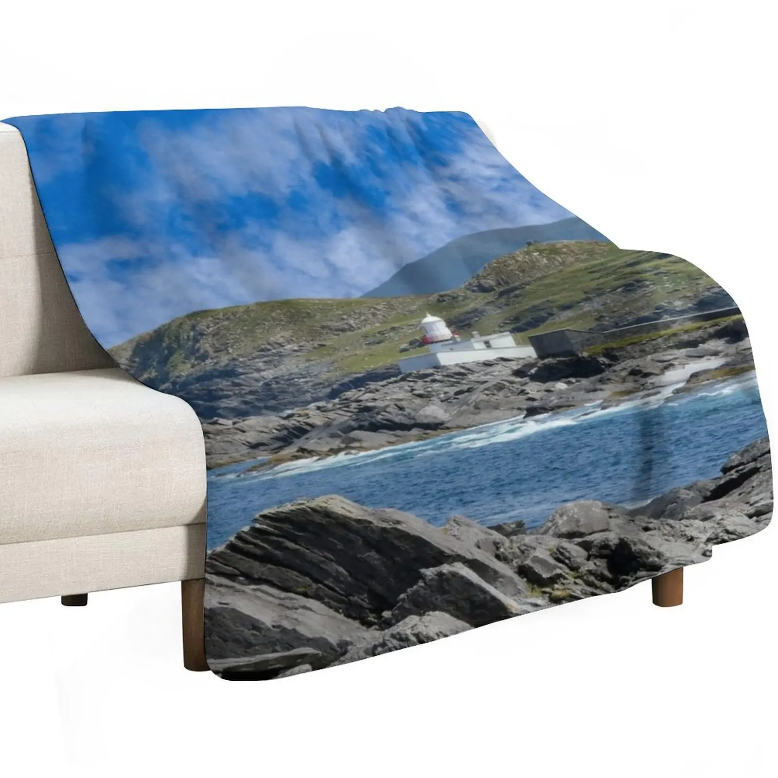 Valentia Island Lighthouse Throw Blanket Plaid on the sofa Hairy Thermal blankets and throws Plaid sofa bed Blankets