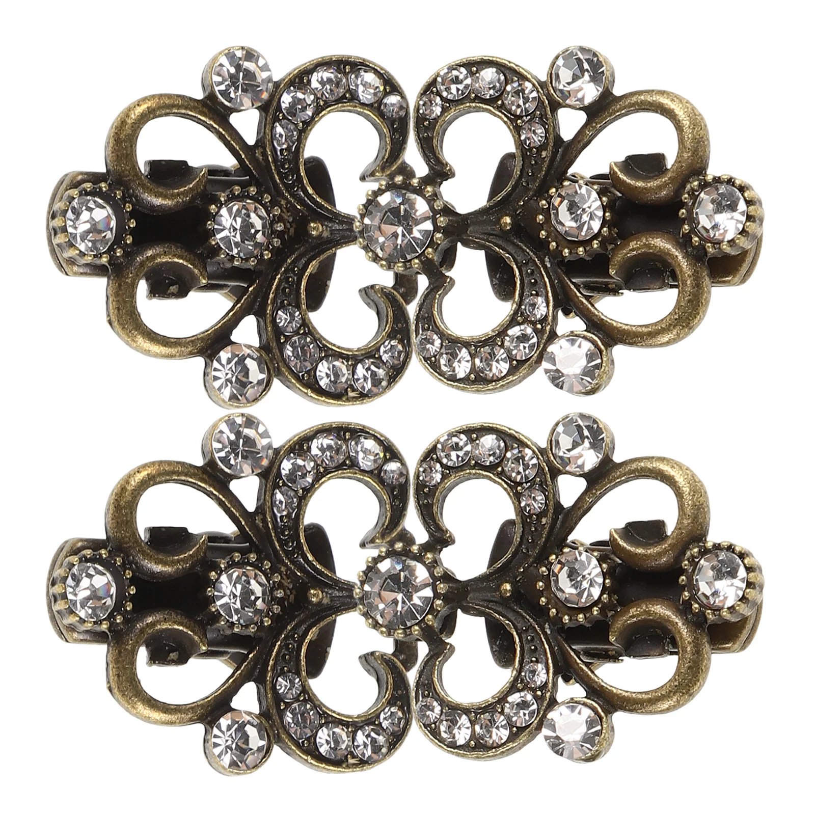 

2Pcs Vintage Sweater Clips Rhinestones Zinc Alloy Shawl Brooches for Scarves Cardigans Dress Cinch Clip Women Clothing Styling