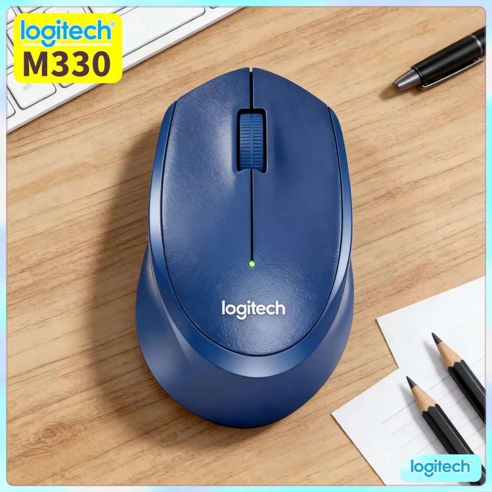 Logitech M330 Ergonomic Silent Wireless Mouse 2.4Ghz USB Nano Receiver 10M Range High Precision Slim For Office Laptop PC Mac