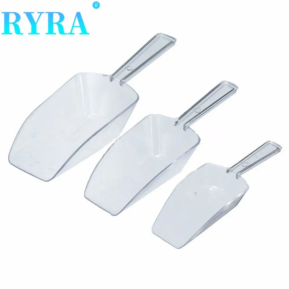 3pcs Set Plastic Ice Scoops Mini Transparant Ice Shovel Candy Dessert Grain Flour Dry Goods Shovel Party Bar Buffet Kitchen Tool