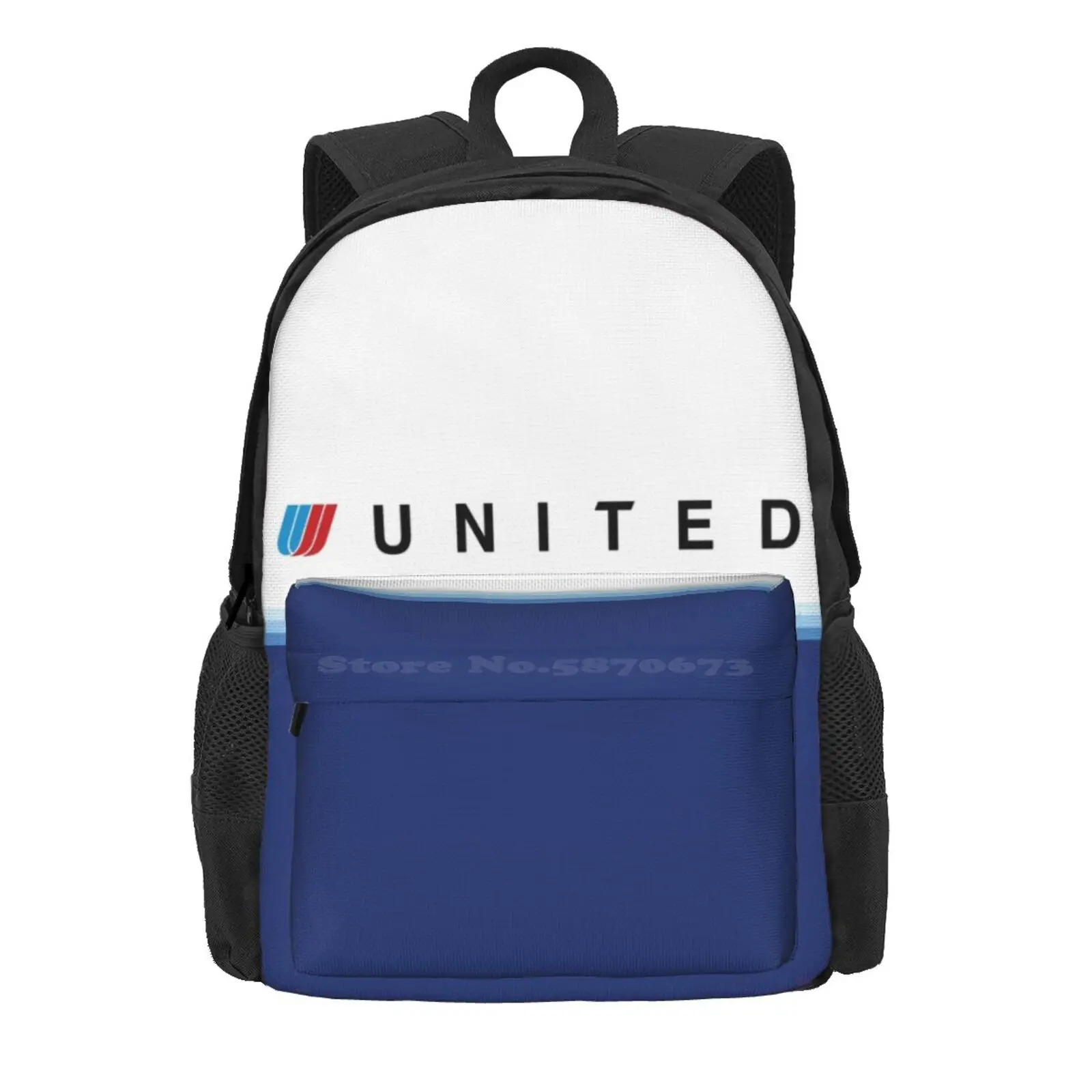 United Airlines Blue Tulip Livery Hot Sale Schoolbag Backpack Fashion Bags United Airlines Blue Tulip Airplane Livery Logo