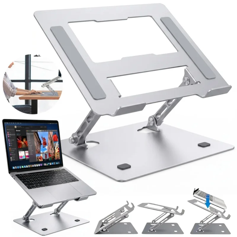 Verstellbarer Laptopständer, Tabletständer, Halterung aus Kohlenstoffstahl, zur Wärmeableitung, doppellagiges Gestell zur Aufbewahrung von Tastaturen und Mäusen.