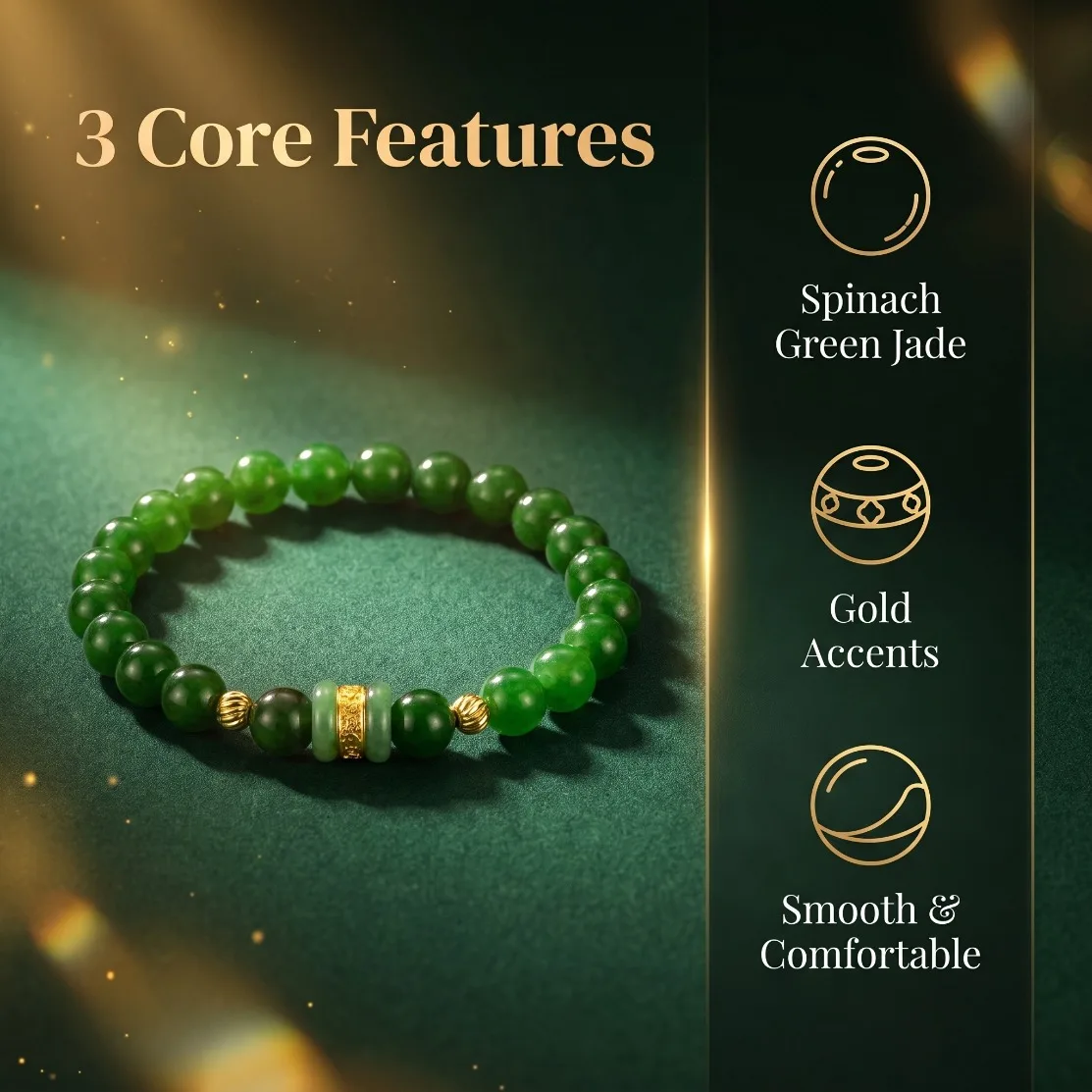 Natürliches grünes Hetian-Jade-Armband, echter Jaspis-Nephrit-Schmuck, Perlen-Armreif, Amulett, Charm, geschnitzter Edelstein, luxuriöse Geschenke für Frauen – Detail 1