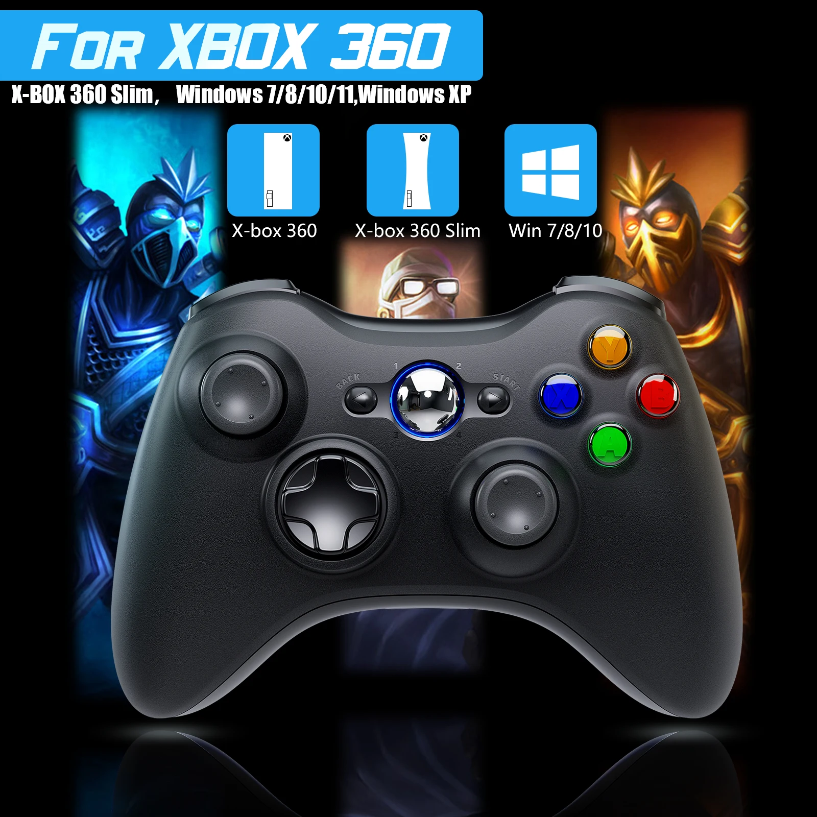 لوحة ألعاب 2.4G لأجهزة Xbox 360 - عصا تحكم ثلاثية الأبعاد بتأثير قاعة الاهتزاز المزدوج، وحدة تحكم لاسلكية تدعم جهاز التحكم عن بعد في ألعاب الكمبيوتر الشخصي الذي يعمل بنظام Windows