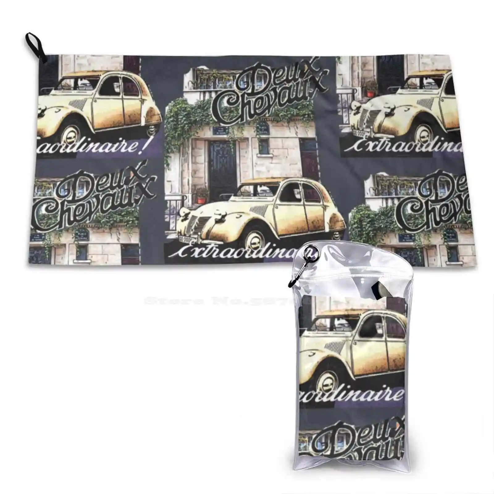 Deux Chevaux-2Cv Print Washcloth Soft Towel Deuxchevaux 2Cv Vintagecar French France Artyteeslondon Automobile Francais Voiture