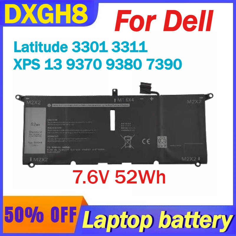 

7.6V DXGH8 Battery for Dell Latitude 3301 3311 XPS 13 9370 9380 7390 Inspiron 7390 7391 7490 DXGH8 Vostro 5390 5391 HK6N5