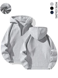 Men's solid color half zip hoodie, casual plain long sleeve pullover sweatshirt men's wear, autumn dress, autumn and winter wear