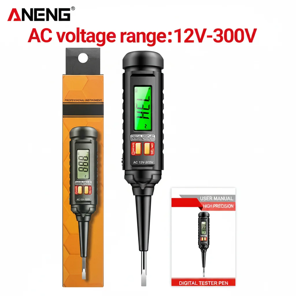 ANENG B16 Digital Inductive Voltage Tester AC12-300V Flathead Screwdriver Intelligent Electrical Breakage Detection Hand Tools